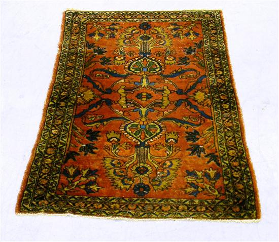 Appraisal: Antique Persian abstract floral design on a maroon field tan