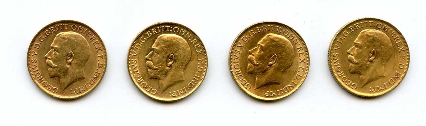 Appraisal: Great Britain George V Sovereigns KM- Some inconsequential hairlines are