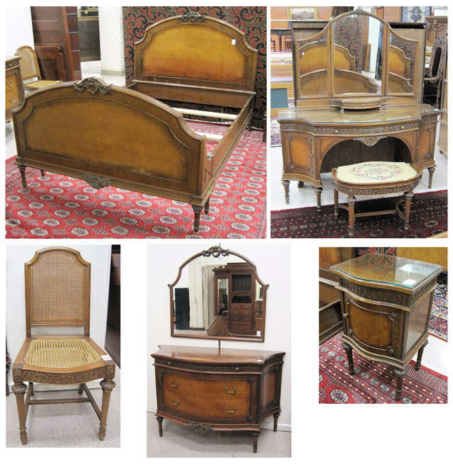 Appraisal: SEVEN-PIECE LOUIS XVI STYLE BEDROOM SET American c 's comprising