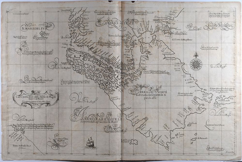 Appraisal: Lucini Magellan Map Tierra del Fuego Antonio Francesco Lucini -ca