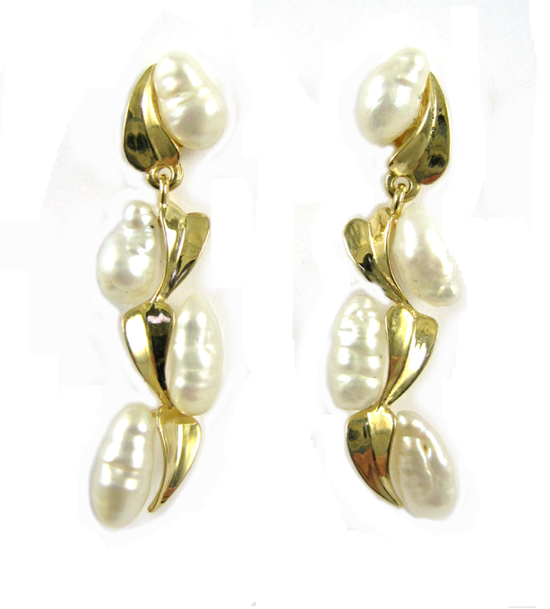 Appraisal: PAIR OF BAROQUE PEARL EARRINGS each k yellow gold set