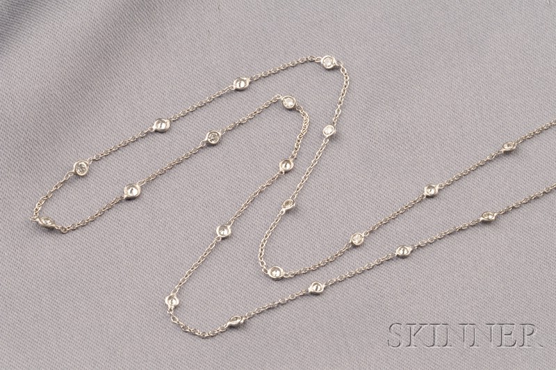 Appraisal: kt White Gold and Diamond Chain bezel-set with twenty-five full-cut