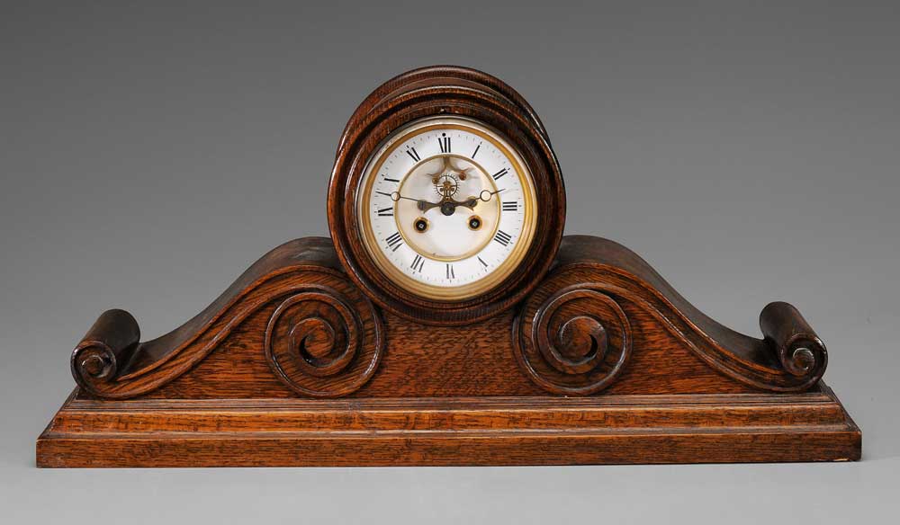 Appraisal: Oak Shelf Clock British or American late th century open