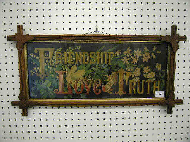 Appraisal: Victorian Lithograph Friendship Love Truth carved frame