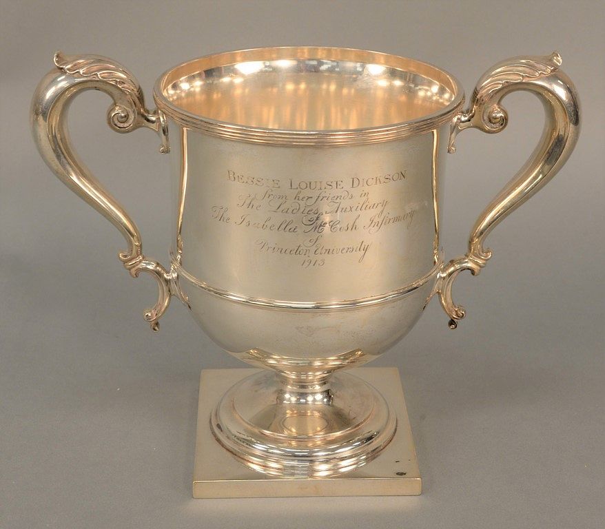 Appraisal: Sterling silver trophy two handled cup presented to Bessie L