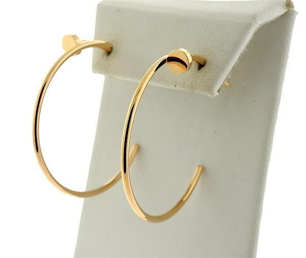 Appraisal: Cartier Juste Un Clou K Gold Nail Hoop Earrings METAL