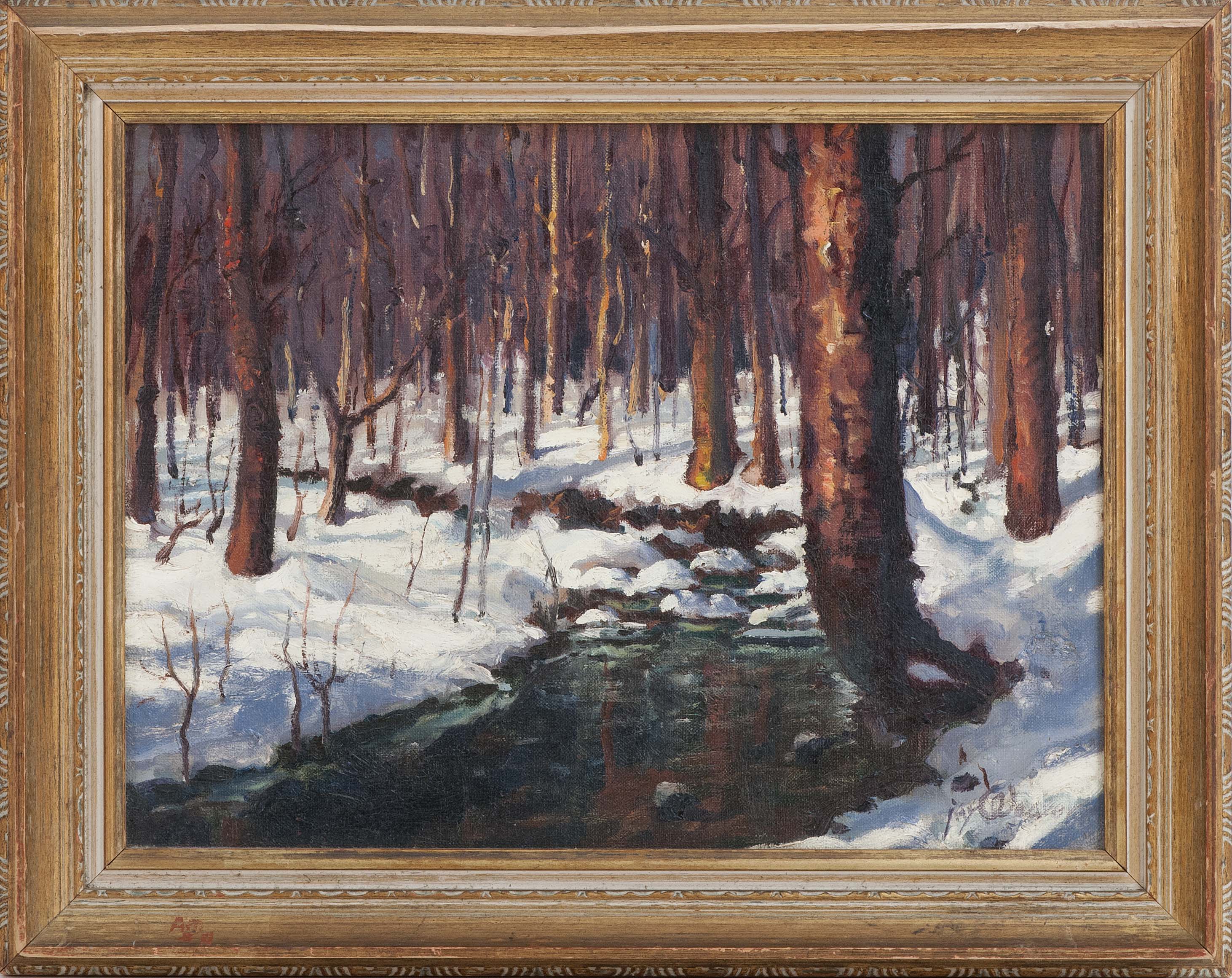 Appraisal: JAY WEAVERAmerican Mid- th CenturyA winter stream Signed lower right