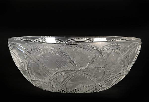 Appraisal: A Lalique molded glass bowl Pinsons nd half th century