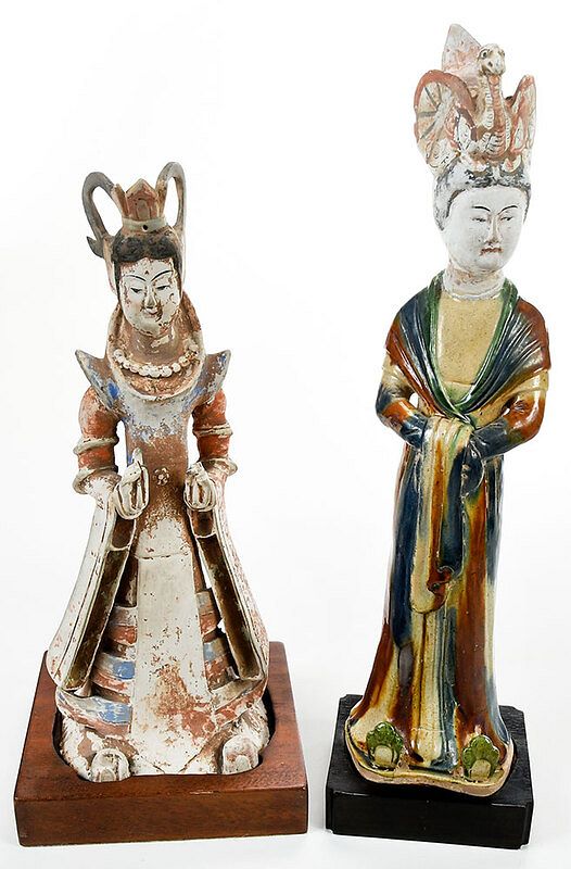 Appraisal: Two Chinese Pottery Figures of Court Ladies Tang or Tang