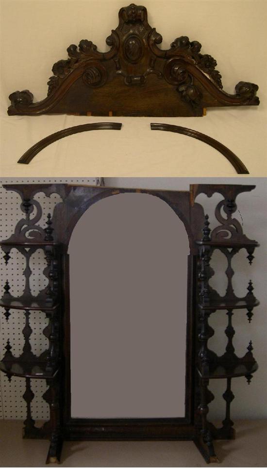 Appraisal: Etagere late th C walnut marble and glass free standing