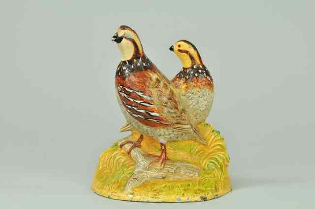 Appraisal: QUAIL DOORSTOP Hubley marked '' '' signed '' Fred Everett