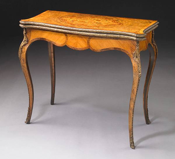 Appraisal: A Louis XV style gilt bronze mounted walnut games table