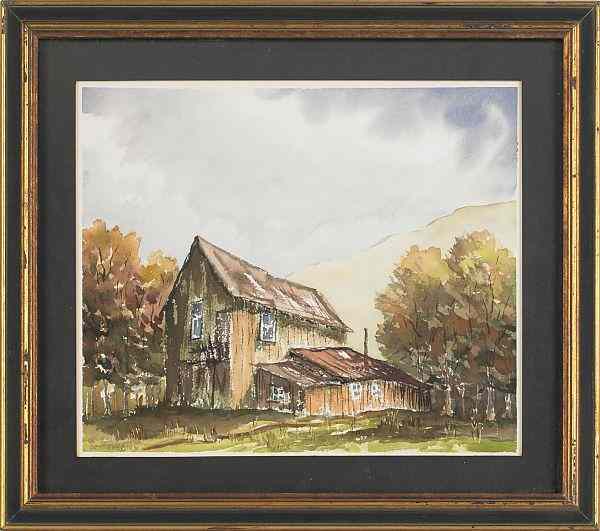 Appraisal: Two watercolors signed Art Robbins together with four prints after