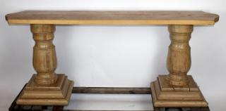 Appraisal: Double pedestal console table Double pedestal console table h x