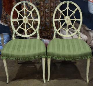 Appraisal: lot of Pair of painted and upholstered side chairs lot