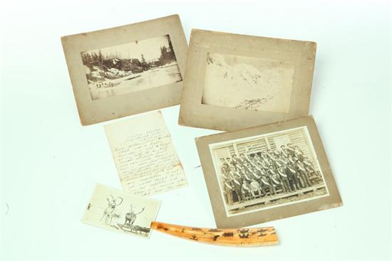 Appraisal: YUKON GOLD RUSH PHOTOGRAPHS LETTER AND SCRIMSHAW Includes three mounted