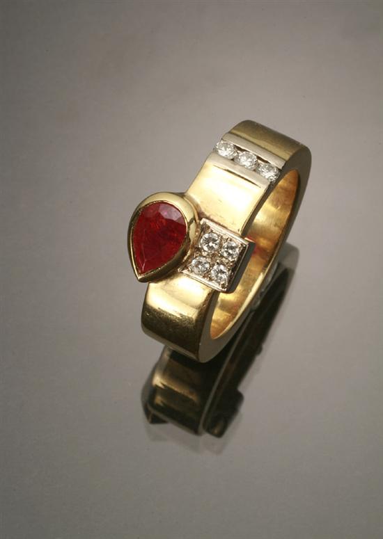 Appraisal: -Karat Yellow-Gold Diamond and Ruby Dinner Ring Set with one