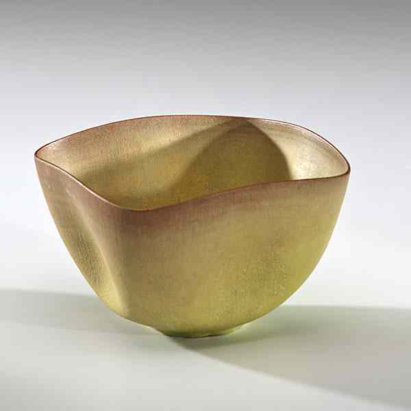 Appraisal: Gertrud and Otto Natzler - - Austria Yellow-Tinge Folded Bowl