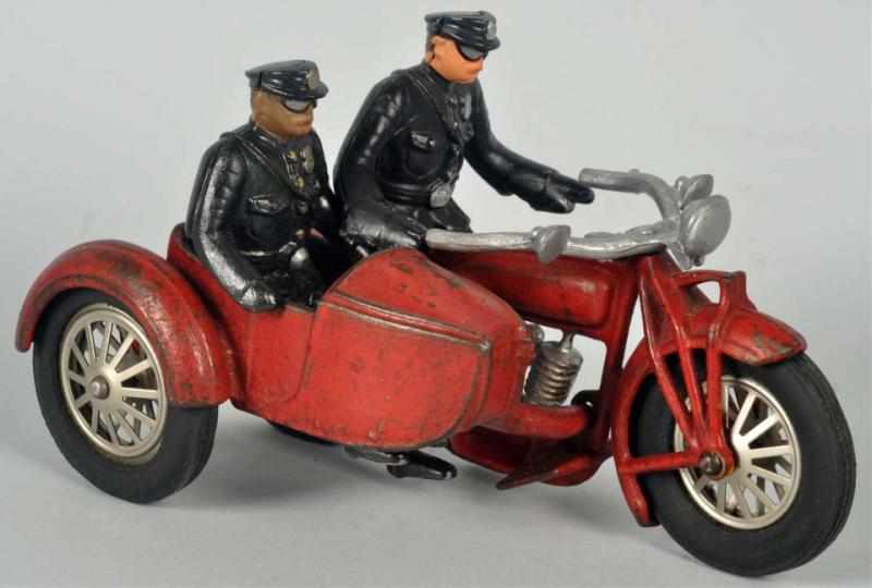 Appraisal: Cast Iron Hubley Motorcycle Toy American Working Side car variation