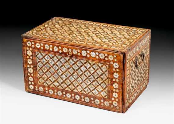 Appraisal: CABINET late Baroque Indo-Portuguese th th century Oak inlaid with