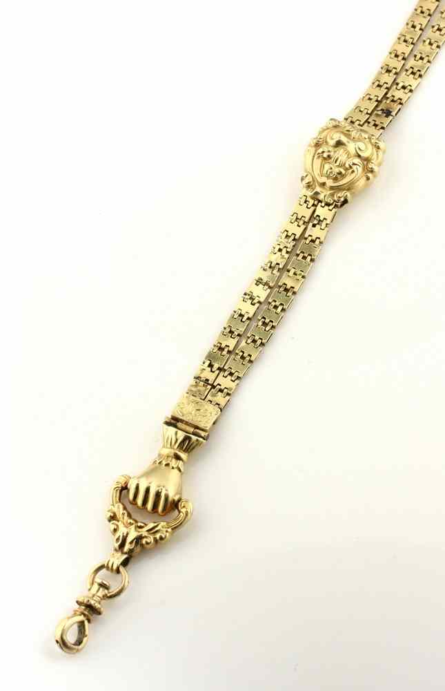 Appraisal: CHAIN - Antique Victorian English square link watch chain set