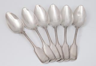 Appraisal: Set of Six Sterling Fiddle Thread Teaspoons th c by