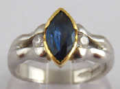 Appraisal: A platinum sapphire and diamond ring the sapphire measuring approx