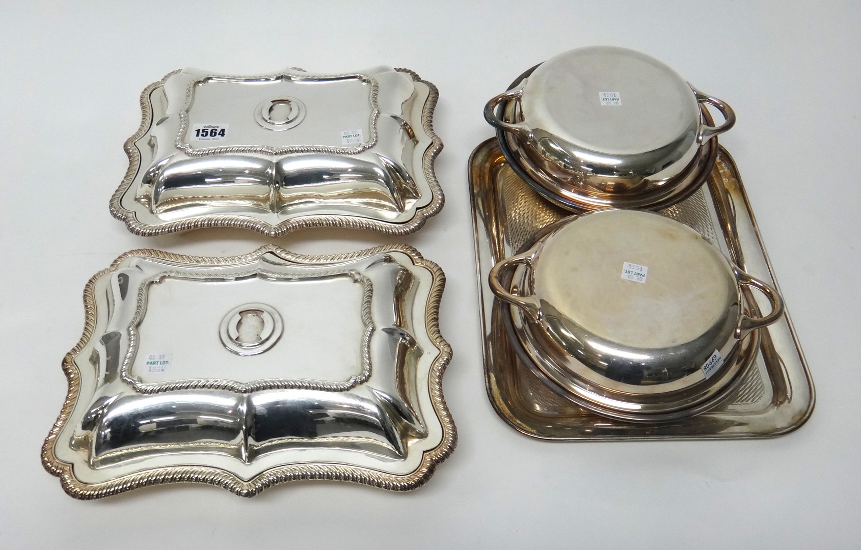 Appraisal: Plated wares comprising a pair of shaped rectangular lidded entree