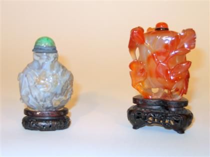 Appraisal: Chinese smoky agate and brown agate snuff bottles th century