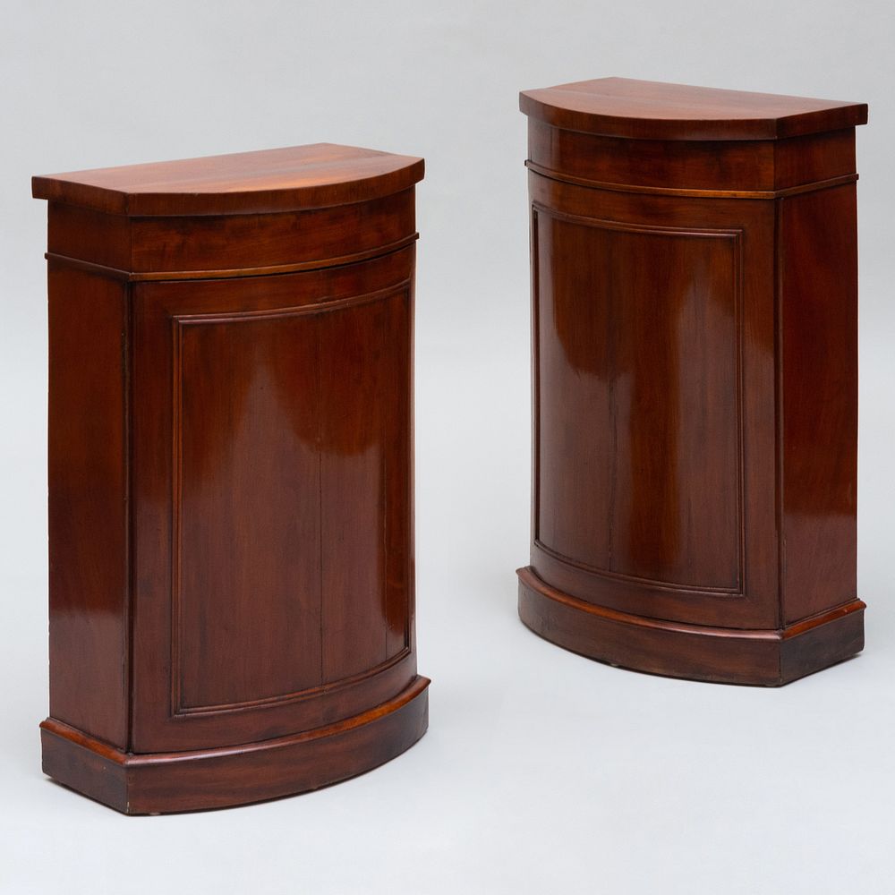 Appraisal: Pair of Danish Neoclassical Mahogany D Shape Pedestal Cabinets Opening