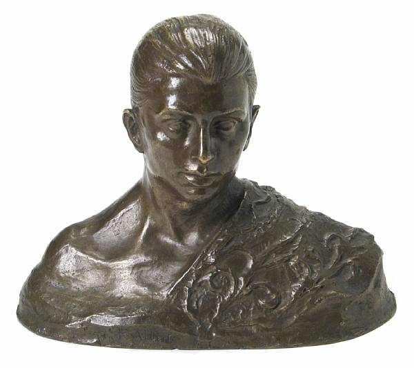 Appraisal: A patinated bronze bust inscribed F Albert height in