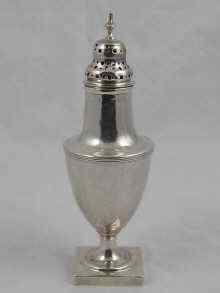 Appraisal: A Georgian silver pepper of vase form by Peter Ann