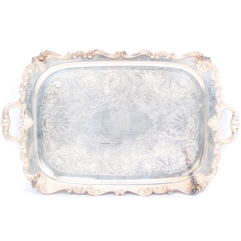 Appraisal: Large WSB Silver Co silver on copper tray with engraved