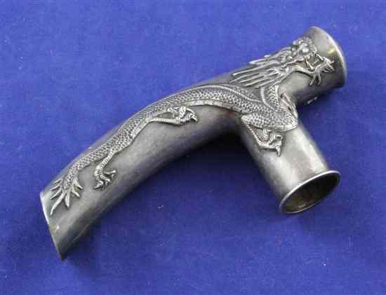 Appraisal: A late th early th century Chinese silver cane handle