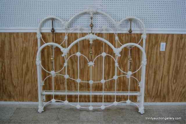 Appraisal: Vintage Cast Iron Brass Full Size BedThis is for a