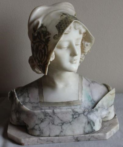 Appraisal: VICOUI V Marble Bust of a Beauty in a Bonnet