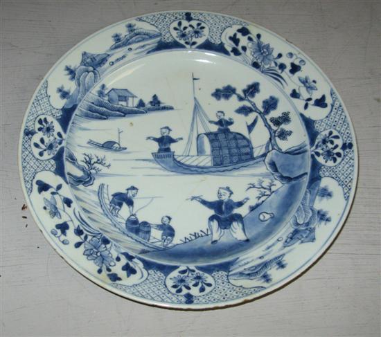 Appraisal: Qing dynasty Chinese blue and white plate the centre decorated