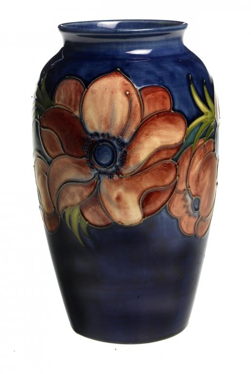 Appraisal: A MOORCROFT ANEMONE VASE DESIGNED BY WALTER MOORCROFT cm h