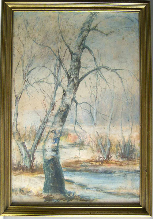 Appraisal: Pastel landscape x together with an oil on board of