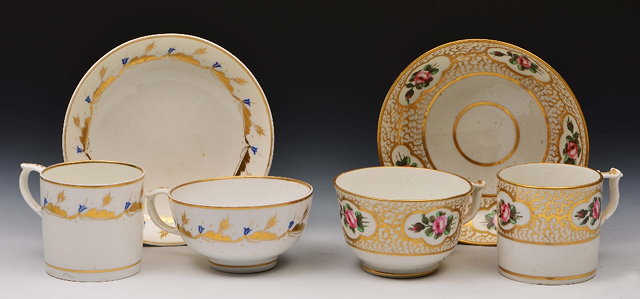 Appraisal: Two Derby porcelain trioscirca each decorated with gilding and polychrome