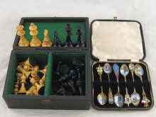 Appraisal: A Staunton pattern chess set in fitted box together with