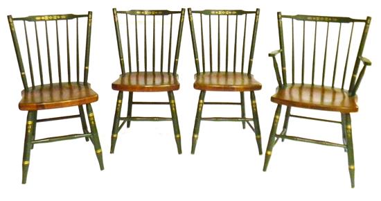 Appraisal: Hitchcock four chairs one arm and three side th C