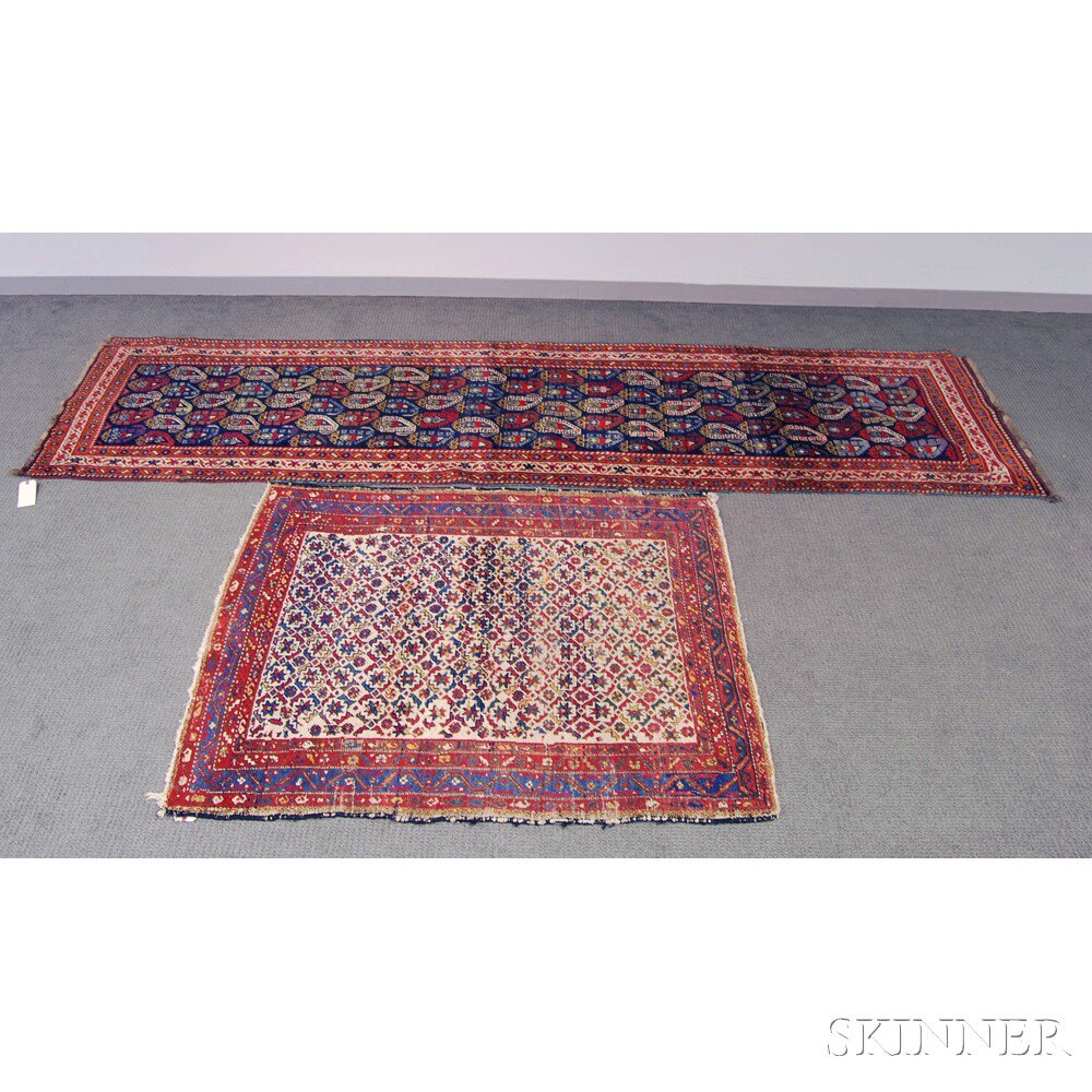 Appraisal: Hamadan Rug and a Kurd Long Rug Northwest Persia second