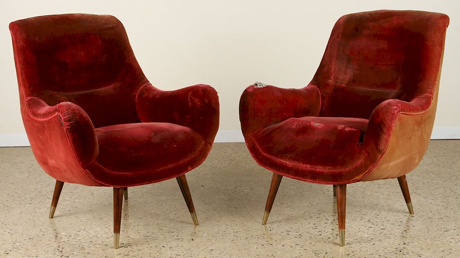 Appraisal: MID CENTURY MODERN ITALIAN ARM CHAIRS A pair of mid