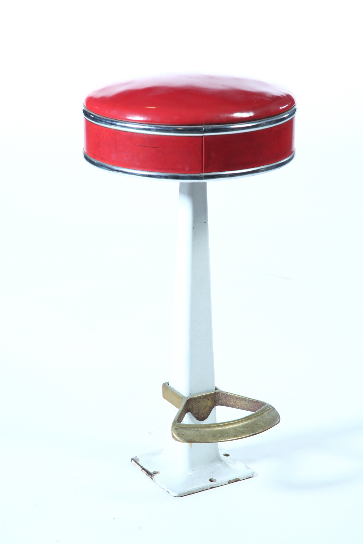 Appraisal: SODA SHOP STOOL American mid th century metal base with