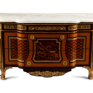 Appraisal: A Regence Style Marquetry Inlaid Gilt Bronze Mounted Marble Top