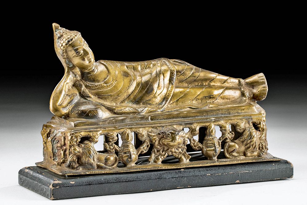 Appraisal: Late th C Thai Brass Reclining Buddha Southeast Asia Thailand