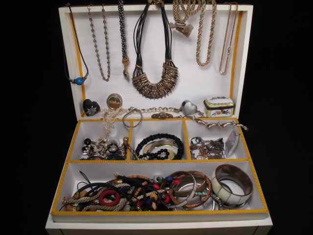 Appraisal: Large box lot of assorted ladies costume jewelry Includes many