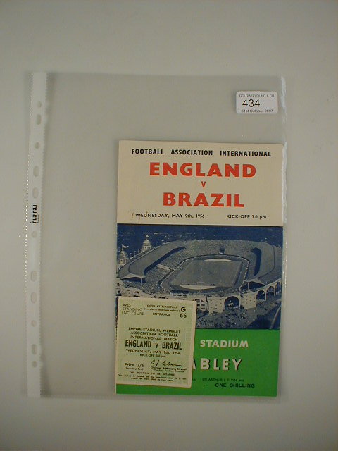 Appraisal: International Football programme England versus Brazil May th together with