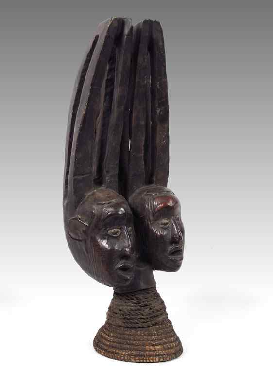 Appraisal: CARVED AFRICAN EKOI HEADDRESS - NIGERIA LBS '' x ''